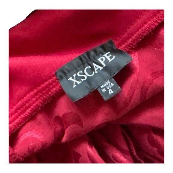 Xscape Red Strapless Brocade Mermaid Gown Rhinestone Formal Dress Size 4 - Picture 9 of 9